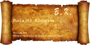 Balajti Kisanna névjegykártya